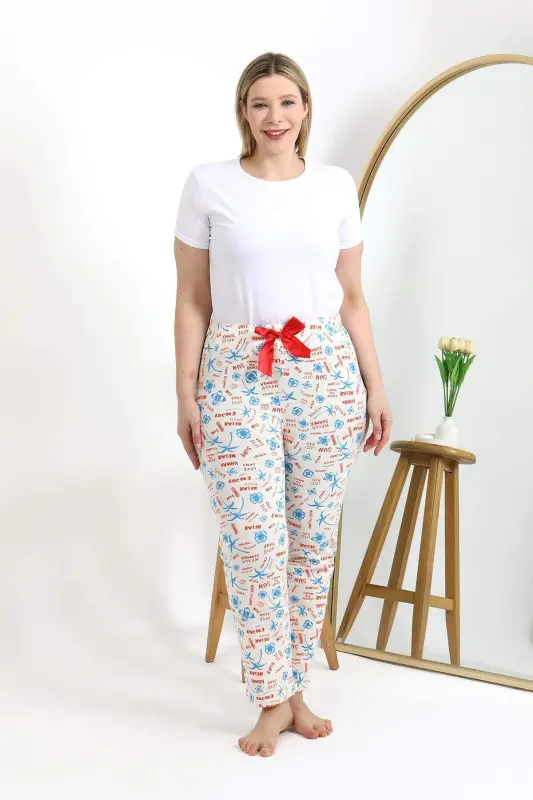 Angelino Ayollarga moʻljallangan paxtadan tikilgan katta hajmdagi uy kiyimi 27558 Ekru - 2