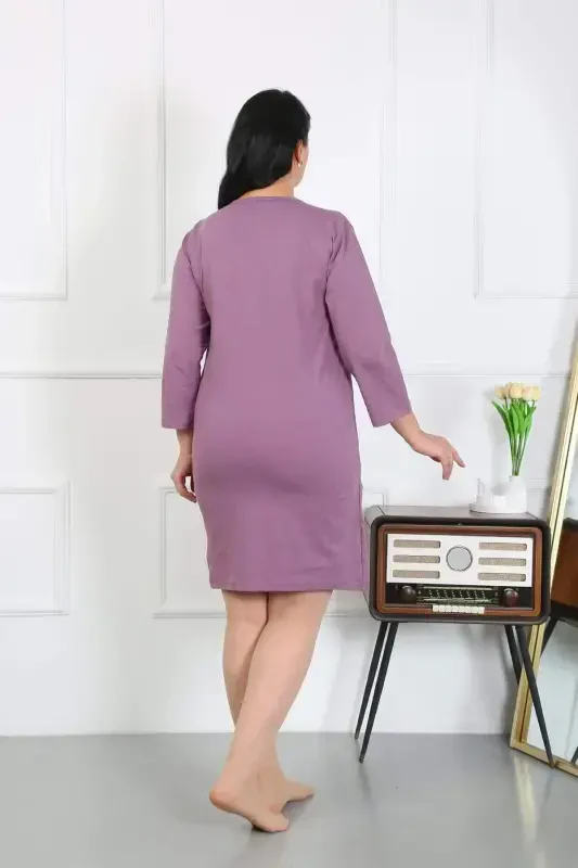 Angelino ayollarning katta o‘lchamdagi triko to‘n kiyimi uyqu kiyimi uy kiyimi bordo 12506 - 5