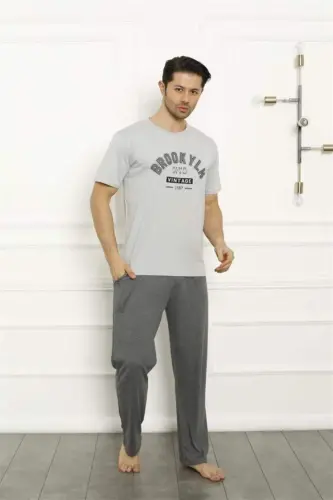 Angelino Baba Oğul Gri Aile Pijama Takım Ayrı Ayrı Satılır 50102 - 20