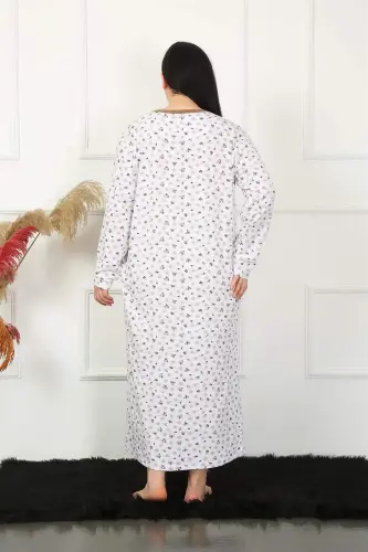 Angelino Big Long Sleeve Beige Mother Nightgown 1357 - 3