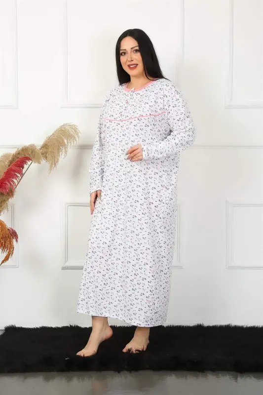 Angelino Big Long Sleeve White Mother Nightgown 1356 - 1