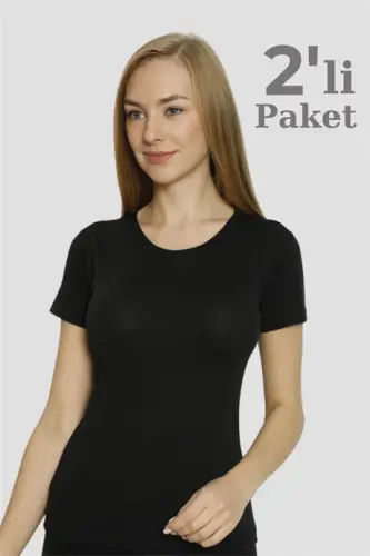 Angelino Black Lycra Crew Neck T-Shirt Set - 1