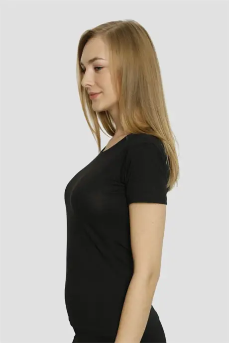 Angelino Black Lycra Crew Neck T-Shirt Set - 2