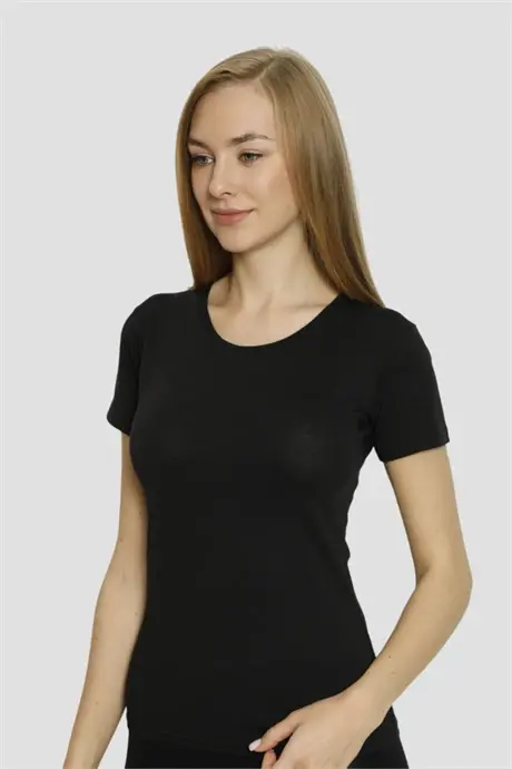 Angelino Black Lycra Crew Neck T-Shirt Set - 3