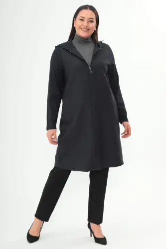 Angelino больших размеров, темно-синяя накидка на молнии с ромбовидным узором - 1