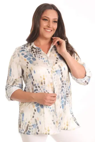 Angelino Большой Размер Индиго Цифровая Печать Краш Рубашка - 3