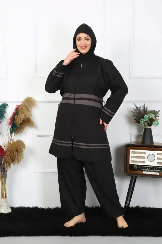 Angelino Большой размер Исламский купальник 7XL-8XL-9XL-10XL Черный 55010 - BÜYÜKBEDENIZ