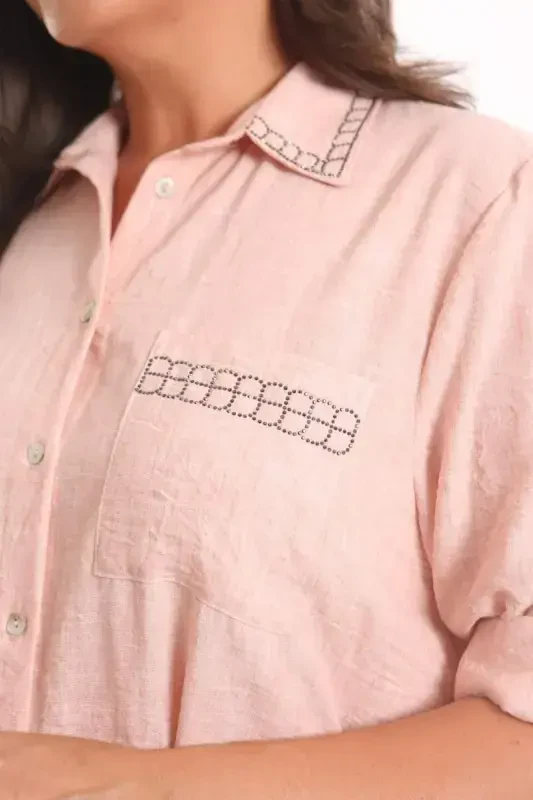 Angelino Большой Размер Камень Печать Пудра Рубашка - 4