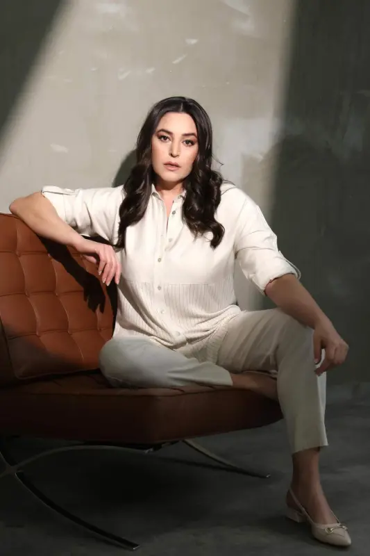 Angelino Большой Размер Спущенное Плечо Полосатая Норковая Рубашка - 3