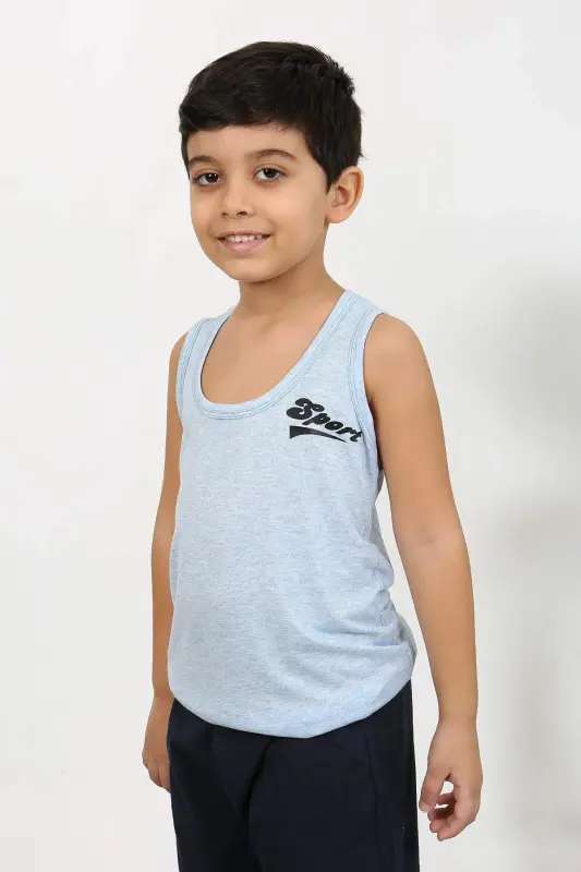 Angelino Boys Sleeveless Knitted Pajamas Set Blue 20439 - 2