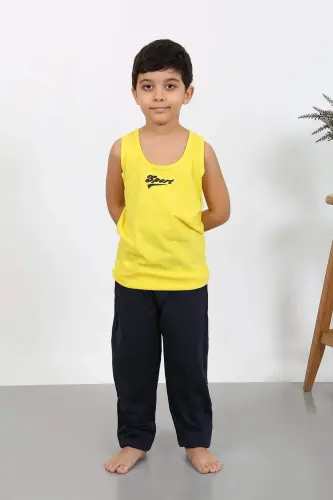 Angelino Boys Sleeveless Knitted Pajamas Set Yellow 20439 - BÜYÜKBEDENIZ (1)