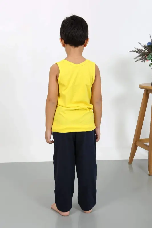 Angelino Boys Sleeveless Knitted Pajamas Set Yellow 20439 - 5