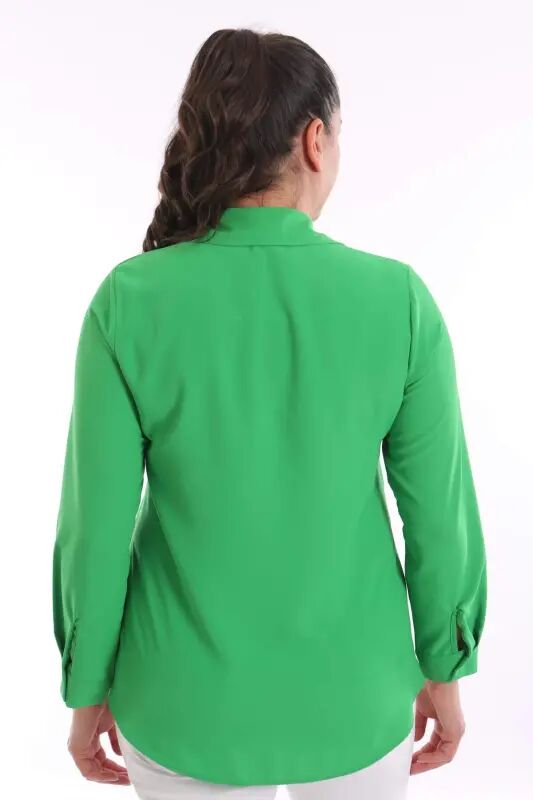 Angelino Büyük Beden Basic Yeşil Gömlek - 6