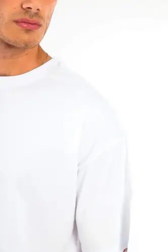Angelino Büyük Beden Oversize Fit %100 Pamuk Beyaz T-shirt - 5