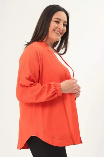 Angelino Büyük Beden Sırt Taş Baskılı Oversize Oranj Ceket - 4