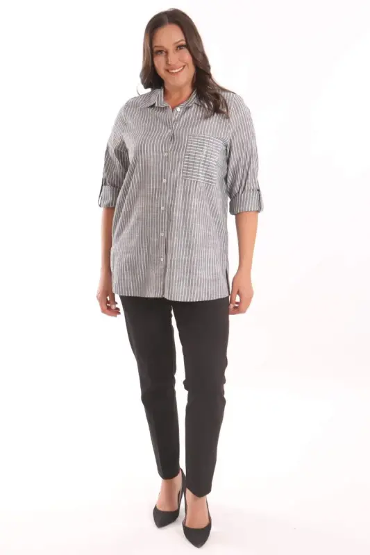 Angelino Büyük Beden Siyah Taş Baskılı Allerli Gömlek - 2