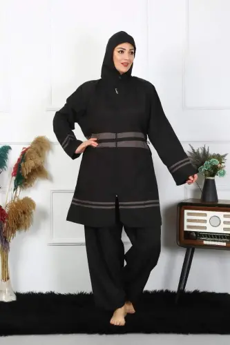 Angelino Büyük Beden Tesettür Mayo 7XL-8XL-9XL-10XL Siyah 55010 - 1