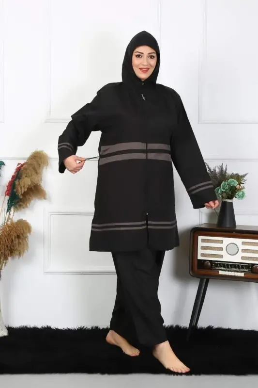 Angelino Büyük Beden Tesettür Mayo 7XL-8XL-9XL-10XL Siyah 55010 - 2