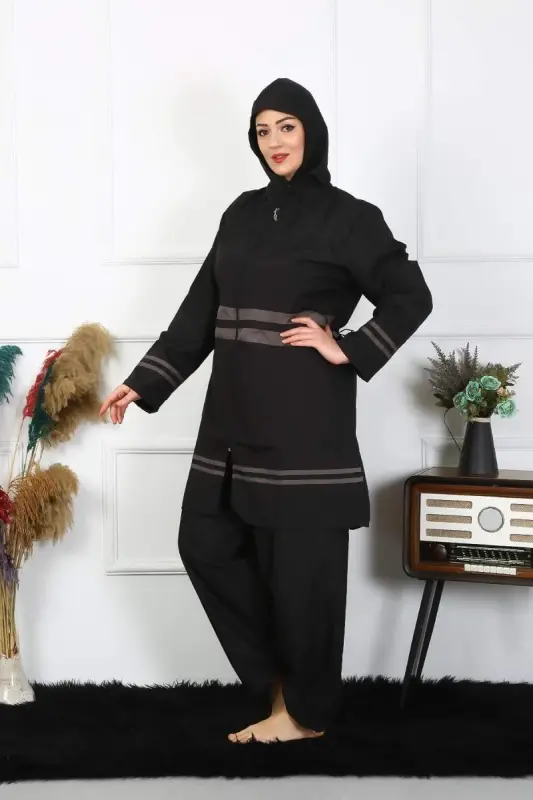 Angelino Büyük Beden Tesettür Mayo 7XL-8XL-9XL-10XL Siyah 55010 - 4