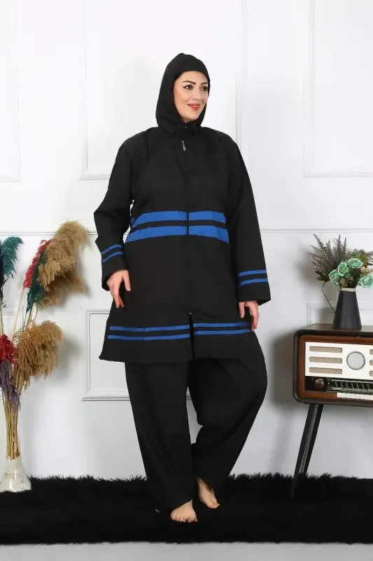 Angelino Büyük Beden Tesettür Mayo 7XL-8XL-9XL-10XL Siyah 55011 - BÜYÜKBEDENIZ