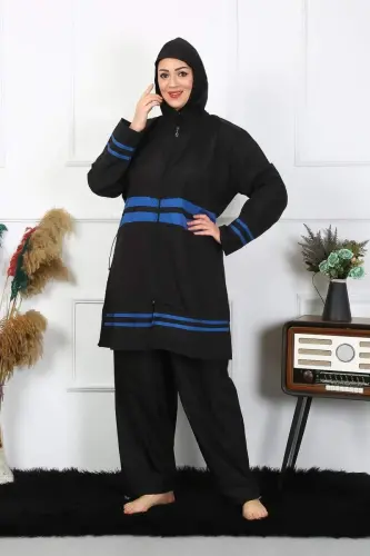 Angelino Büyük Beden Tesettür Mayo 7XL-8XL-9XL-10XL Siyah 55011 - 4