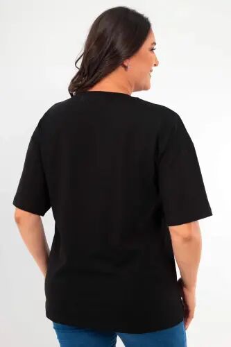 Angelino Büyük Beden Unisex Oversize Bisiklet Yaka Basic Siyah-Beyaz t-shirt / Rahat 2'li Paket - 12