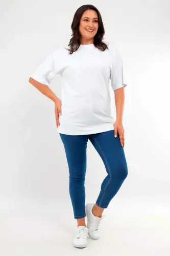 Angelino Büyük Beden Unisex Oversize Bisiklet Yaka Basic Siyah-Beyaz t-shirt / Rahat 2'li Paket - 3