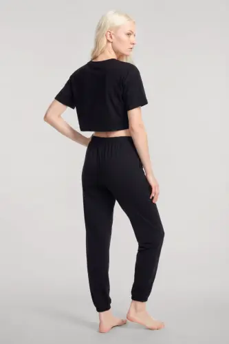 Angelino Crop T-Shirt Pantolon Takım Siyah - 4