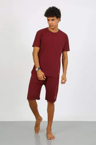Angelino Erkak Paxta Lakost Pastki Ustki Kaprili Pijama To'plami Bordo 6872 - BÜYÜKBEDENIZ (1)