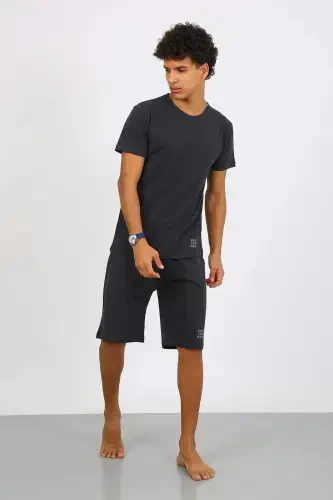 Angelino Erkak Paxta Lakost Pastki Yuqori Kaprili Pijama To'plami Tutun 6872 - BÜYÜKBEDENIZ (1)