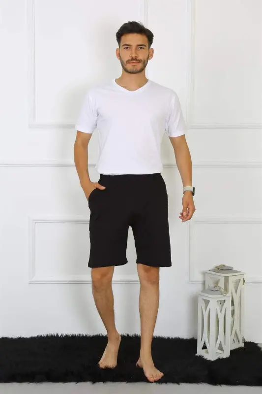 Angelino Erkak Paxta Qora Short 27484 - 3