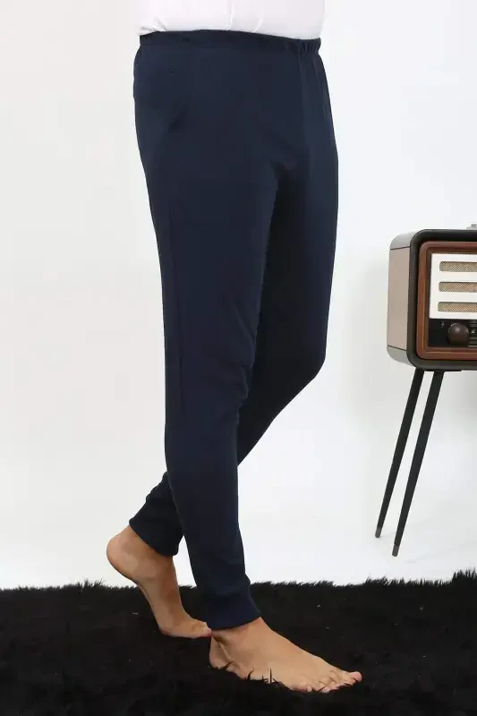 Angelino Erkaklar Paxta Bir Ostki Pijama Ko'k 27551 - 3