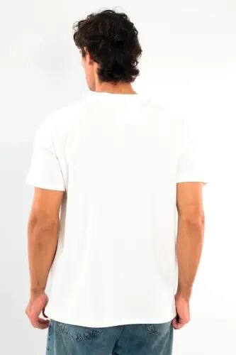 Angelino Erkek Bisiklet Yaka %100 Pamuk Beyaz T-Shirt - 5