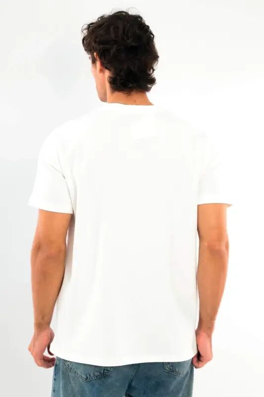 Angelino Erkek Bisiklet Yaka %100 Pamuk Beyaz T-Shirt - 5