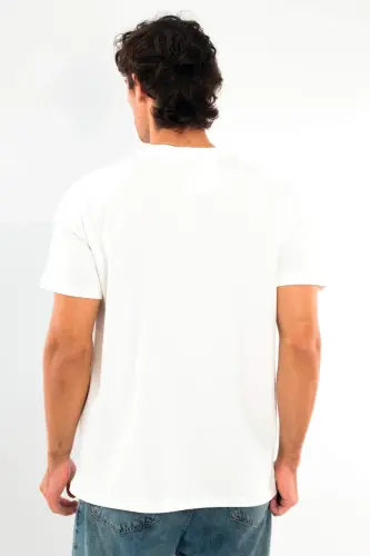 Angelino Erkek Bisiklet Yaka %100 Pamuk Beyaz T-Shirt - 5