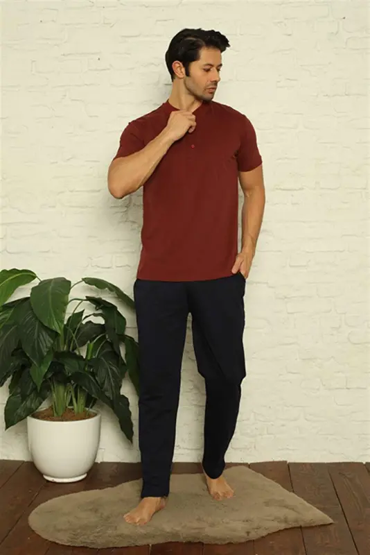 Angelino Erkek Bordo 3'lü Pijama Takım 6824 - 7