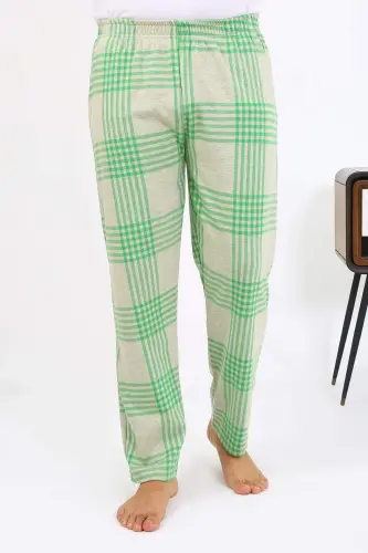 Angelino Erkek Ekoseli Desen Penye Tek Alt Pijama 27540 Yeşil - 3