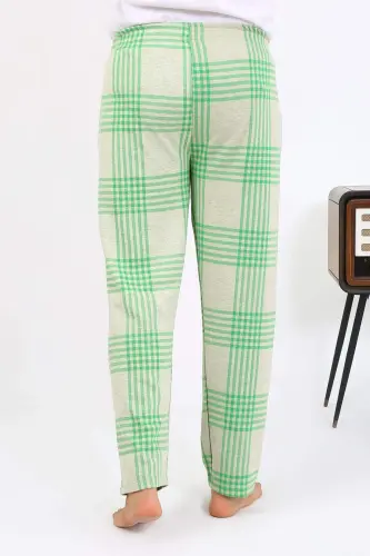 Angelino Erkek Ekoseli Desen Penye Tek Alt Pijama 27540 Yeşil - 6
