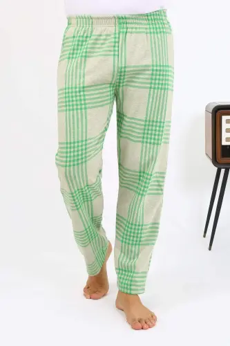 Angelino Erkek Ekoseli Desen Penye Tek Alt Pijama 27540 Yeşil - 9