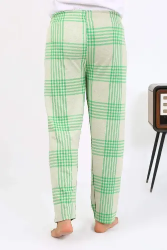Angelino Erkek Ekoseli Desen Penye Tek Alt Pijama 27540 Yeşil - 11