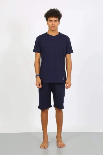 Angelino Erkek Pamuk Lakost Alt Üst Kaprili Pijama Takım Lacivert 6873 - 3