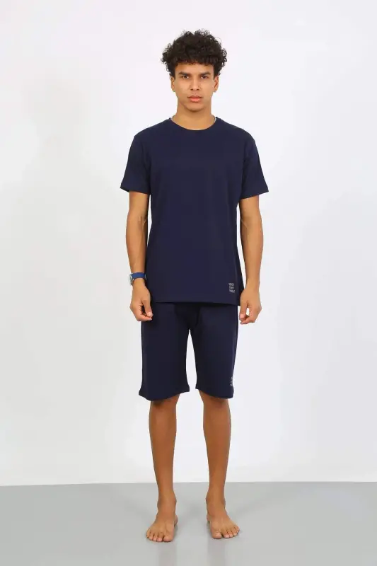 Angelino Erkek Pamuk Lakost Alt Üst Kaprili Pijama Takım Lacivert 6873 - 3