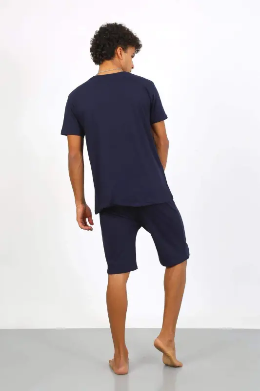 Angelino Erkek Pamuk Lakost Alt Üst Kaprili Pijama Takım Lacivert 6873 - 4