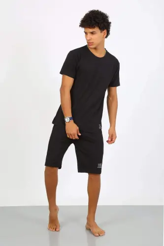 Angelino Erkek Pamuk Lakost Alt Üst Kaprili Pijama Takım Siyah 6872 - 8