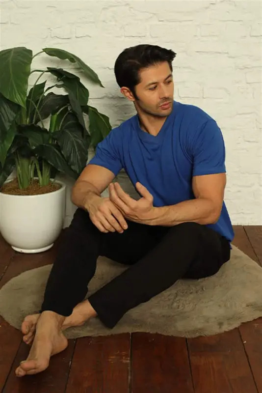 Angelino Erkek Sax V Yaka 3'lü Pijama Takım 6822 - 17