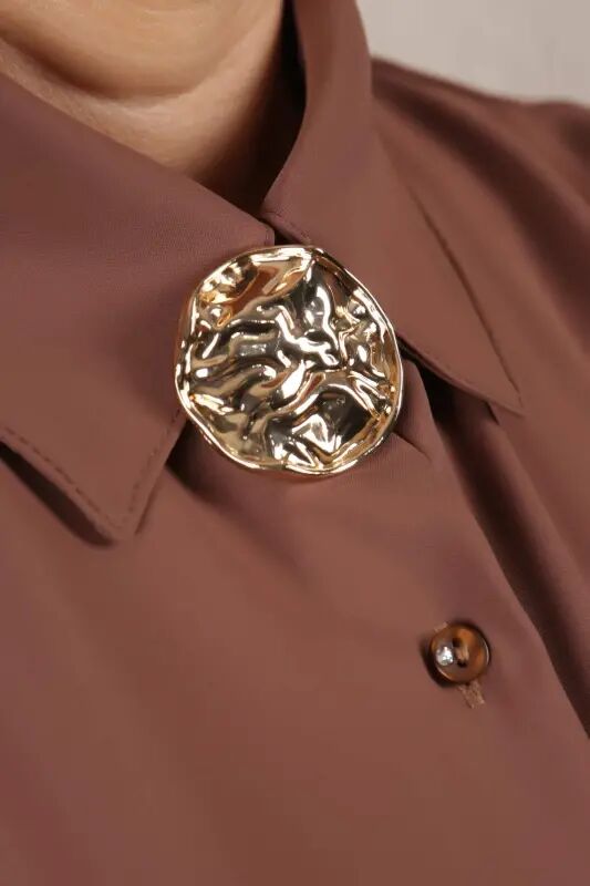 Angelino Gold Burishgan Qayrilma Dizaynli Brosh - 4