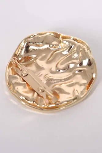 Angelino Gold Buruşuk Kıvrımlı Tasarım Broş - 5