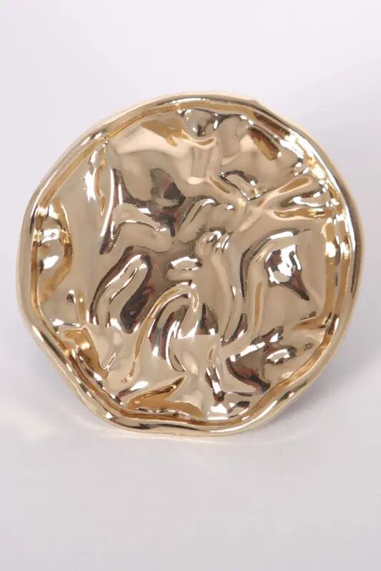 Angelino Gold Wrinkled Curled Design Brooch - 1