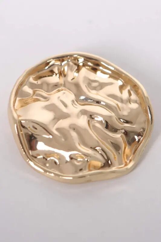 Angelino Gold Wrinkled Curled Design Brooch - 3