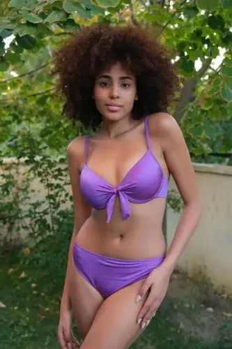 Angelino Kadın Dolgulu Fiyonklu Alt Üst Mor Bikini Takımı 35008 - Modazone (1)